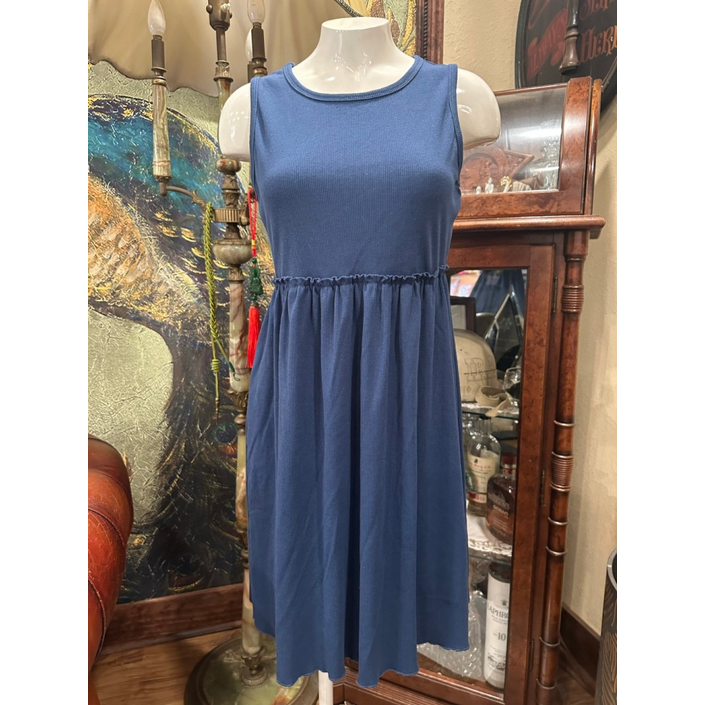 Women's BTFBM Blue Ribbed Sleeveless Mini Dress M